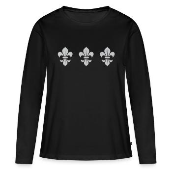 Fleur de Lys / 3 - T-shirt manches longues Premium bio Femme - noir - Devant - Julia (174cm)