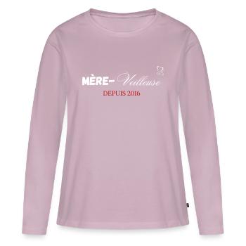Mère veilleuse depuis 2016 - T-shirt manches longues Premium bio Femme - rose poudré - Devant - Julia (174cm)