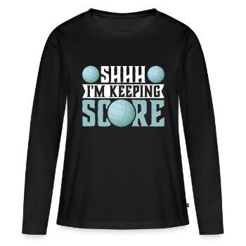 Chut, je garde le score 11 - T-shirt manches longues Premium bio Femme - noir - Devant - Julia (174cm)