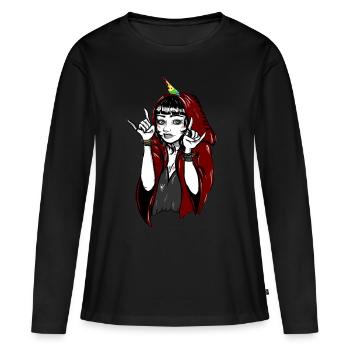 Heavy Metal Unicorn - T-shirt manches longues Premium bio Femme - noir - Devant - Julia (174cm)
