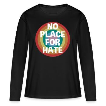 Pas de place pour la haine de la tolérance Diversité - T-shirt manches longues Premium bio Femme - noir - Devant - Julia (174cm)
