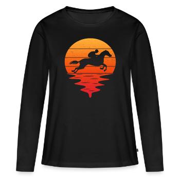 Retro t-shirt d'équitation né pour monter à cheval - T-shirt manches longues Premium bio Femme - noir - Devant - Julia (174cm)