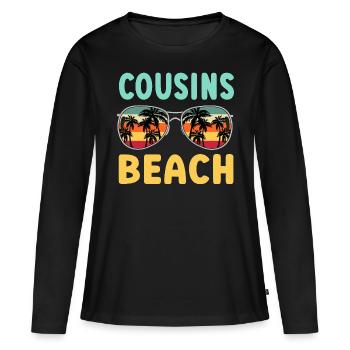 Plage de Cousins - T-shirt manches longues Premium bio Femme - noir - Devant - Julia (174cm)