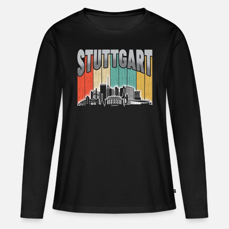 Stuttgart Deutschland - Frauen Premium Bio Langarmshirt - Schwarz