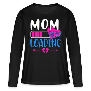 Mama loading 2023, werdende Mutter 2023 - Frauen Premium Bio Langarmshirt - Schwarz - Vorne - Julia (174cm)