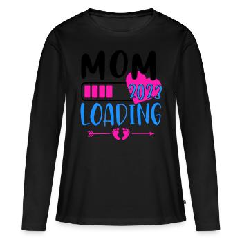 Mama loading 2023, werdende Mutter 2023 - Frauen Premium Bio Langarmshirt - Schwarz - Vorne - Julia (174cm)
