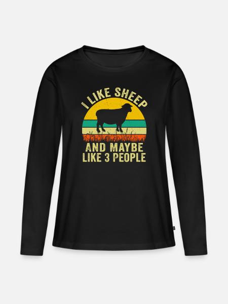Ich mag Schafe und vielleicht 3 Personen - Frauen Premium Bio Langarmshirt - Schwarz