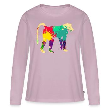 Babouin coloré - T-shirt manches longues Premium bio Femme - rose poudré - Devant - Julia (174cm)