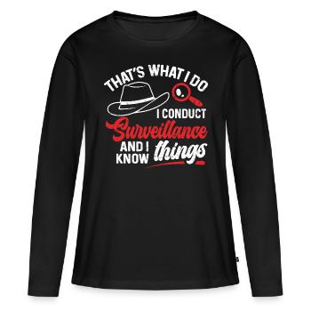 Espion détective privé enquêteur Détective Cadeau - T-shirt manches longues Premium bio Femme - noir - Devant - Julia (174cm)