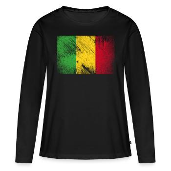 Drapeau du Mali - Grunge Vintage - T-shirt manches longues Premium bio Femme - noir - Devant - Julia (174cm)
