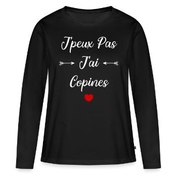 Je peux pas j'ai copines - T-shirt manches longues Premium bio Femme - noir - Devant - Julia (174cm)