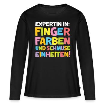 Erzieherin Kita Abschied Fingerfarben Schmusen - Frauen Premium Bio Langarmshirt - Schwarz - Vorne - Julia (174cm)