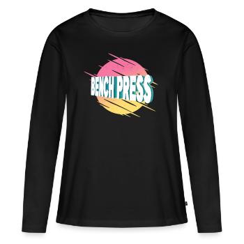 développé couché, haltérophilie, musculation, fitness, fort - T-shirt manches longues Premium bio Femme - noir - Devant - Julia (174cm)