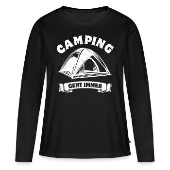 Camping geht immer - Camping Fan - Spruch - Frauen Premium Bio Langarmshirt - Schwarz - Vorne - Julia (174cm)