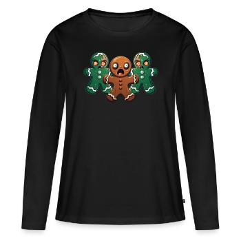 Pain d’épices ambulant - T-shirt manches longues Premium bio Femme - noir - Devant - Julia (174cm)