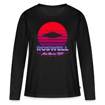 Roswell UFO Incident 1947 Retro Violett Sunset - Women's Premium Organic Long Sleeve Shirt - black - Front - Julia (174cm)