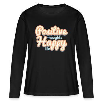 Positif - T-shirt manches longues Premium bio Femme - noir - Devant - Julia (174cm)