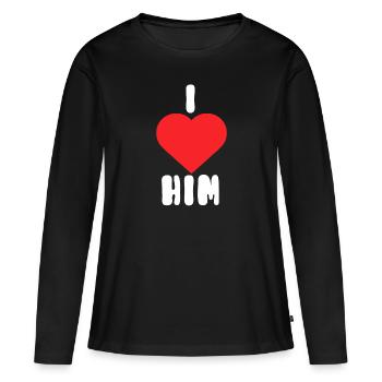 Je l’aime - T-shirt manches longues Premium bio Femme - noir - Devant - Julia (174cm)