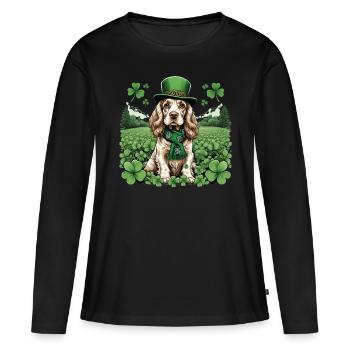 Irish Setter St. Patrick's Day Green Hat Pup - Frauen Premium Bio Langarmshirt - Schwarz - Vorne - Julia (174cm)