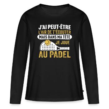 je joue au padel - T-shirt manches longues Premium bio Femme - noir - Devant - Julia (174cm)