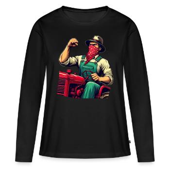 Tracteur Vintage Révolutionnaire Rural - T-shirt manches longues Premium bio Femme - noir - Devant - Julia (174cm)