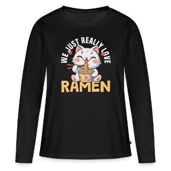 Nous aimons vraiment les ramen - T-shirt manches longues Premium bio Femme - noir - Devant - Julia (174cm)