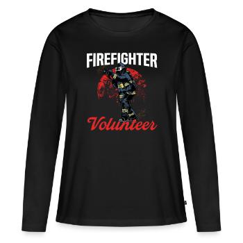 Pompier volontaire - T-shirt manches longues Premium bio Femme - noir - Devant - Julia (174cm)