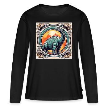 Dinosaurier / Tier / Urzeit / Reptil / Jungs - Frauen Premium Bio Langarmshirt - Schwarz - Vorne - Julia (174cm)