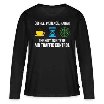 Contrôleur de la circulation aérienne Coffee Radar ATC Aviation - T-shirt manches longues Premium bio Femme - noir - Devant - Julia (174cm)
