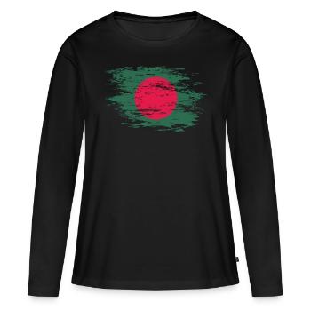 Drapeau du Bangladesh utilisé - T-shirt manches longues Premium bio Femme - noir - Devant - Julia (174cm)