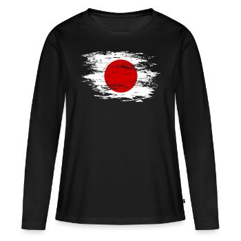 Drapeau japonais utilisé - T-shirt manches longues Premium bio Femme - noir - Devant - Julia (174cm)