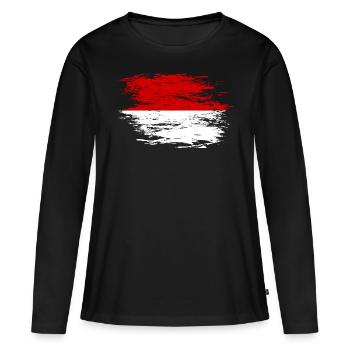 Drapeau indonésien utilisé - T-shirt manches longues Premium bio Femme - noir - Devant - Julia (174cm)