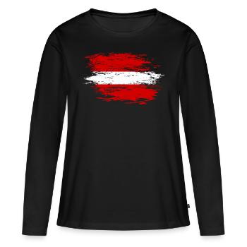 Drapeau de la Lettonie utilisé - T-shirt manches longues Premium bio Femme - noir - Devant - Julia (174cm)