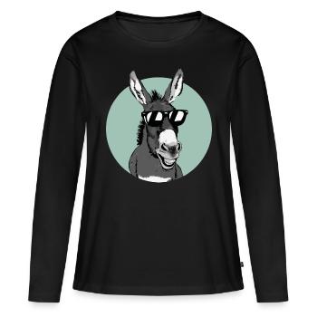 Esel Eselchen Maultier Muli - Frauen Premium Bio Langarmshirt - Schwarz - Vorne - Julia (174cm)