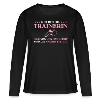 Fußballtrainerin hat Recht Personal Trainerin - Frauen Premium Bio Langarmshirt - Schwarz - Vorne - Julia (174cm)