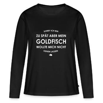 Poisson rouge, poisson rouge, queue de comète, Sarasa - T-shirt manches longues Premium bio Femme - noir - Devant - Julia (174cm)