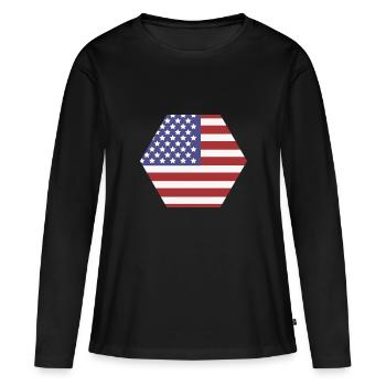 Flagge der Vereinigten Staaten - Frauen Premium Bio Langarmshirt - Schwarz - Vorne - Julia (174cm)