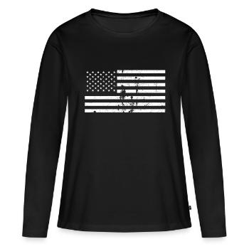 Drapeau USA - T-shirt manches longues Premium bio Femme - noir - Devant - Julia (174cm)