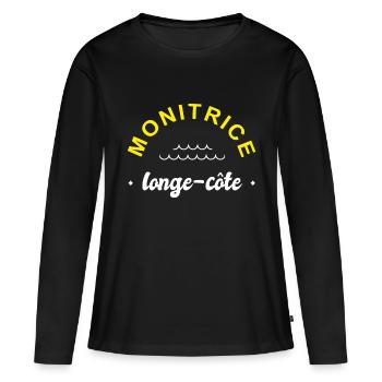 monitrice longe cote coach longe côte - T-shirt manches longues Premium bio Femme - noir - Devant - Julia (174cm)