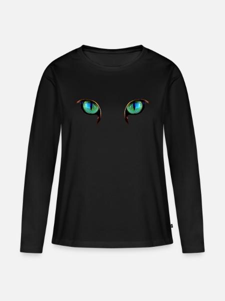 Blick - Frauen Premium Bio Langarmshirt - Schwarz