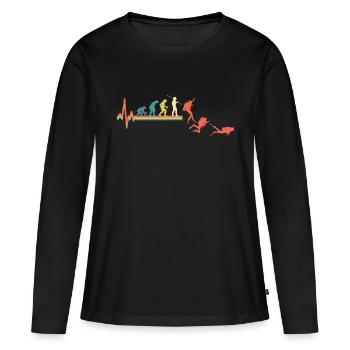 Plongée Plongée Evolution Rétro - T-shirt manches longues Premium bio Femme - noir - Devant - Julia (174cm)
