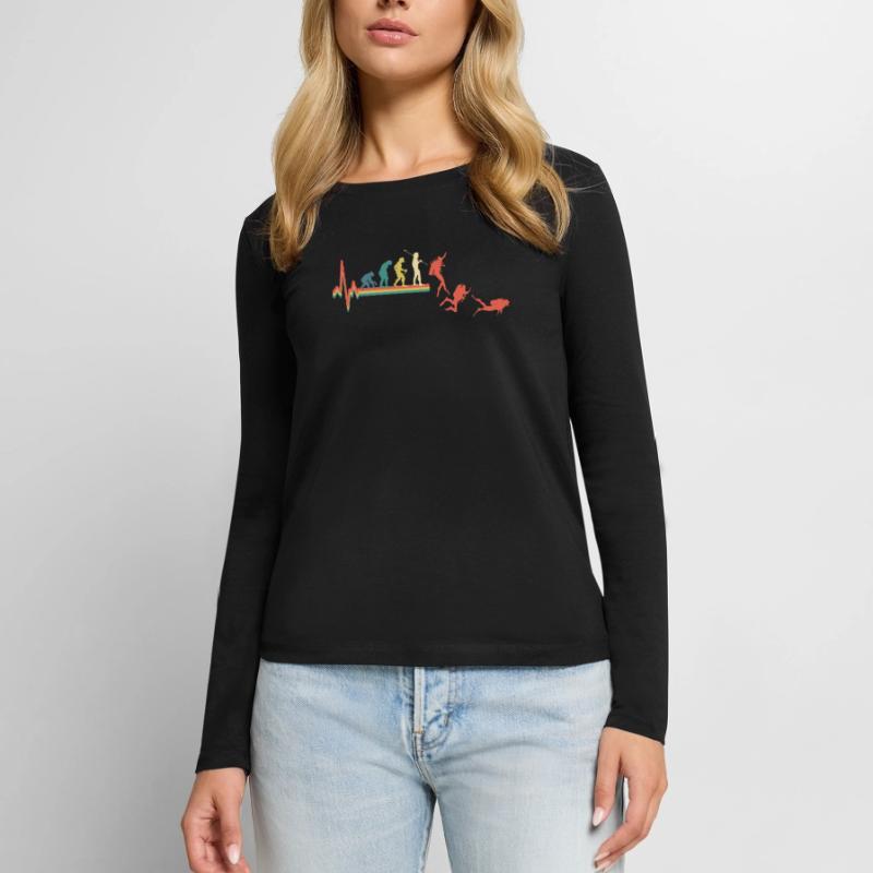 Diver Diving Evolution Retro Women's Premium Organic Long Sleeve Shirt