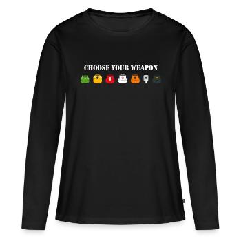CHOOSE YOUR WEAPON - Frauen Premium Bio Langarmshirt - Schwarz - Vorne - Julia (174cm)