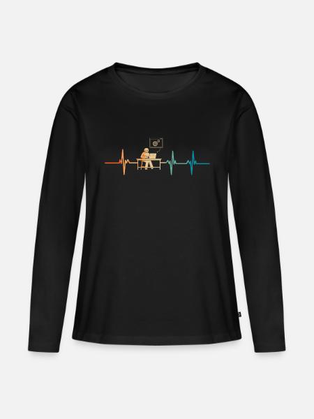 Heartbeat-Programmierer - Frauen Premium Bio Langarmshirt - Schwarz