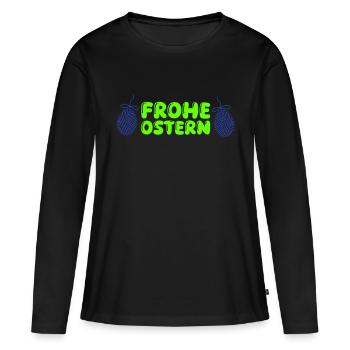 joyeuses Pâques - T-shirt manches longues Premium bio Femme - noir - Devant - Julia (174cm)