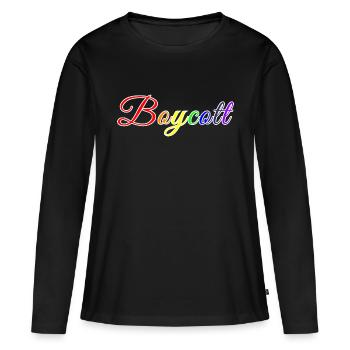 Boycott stylisé arc en ciel - T-shirt manches longues Premium bio Femme - noir - Devant - Julia (174cm)