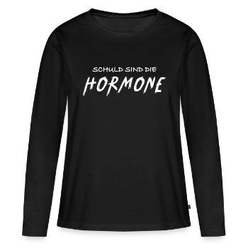 Die Hormone - was sonst! - Frauen Premium Bio Langarmshirt - Schwarz - Vorne - Julia (174cm)
