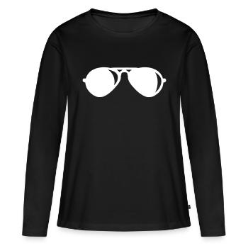 sonnenbrille - Frauen Premium Bio Langarmshirt - Schwarz - Vorne - Julia (174cm)