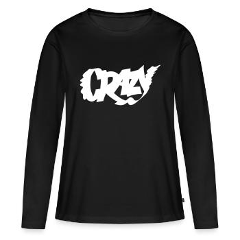 crazy, verrückt, Streetart, Graffiti Style - Frauen Premium Bio Langarmshirt - Schwarz - Vorne - Julia (174cm)