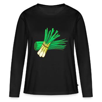 Oignons d’hiver Oignons de printemps Oignons précoces oignons - T-shirt manches longues Premium bio Femme - noir - Devant - Julia (174cm)